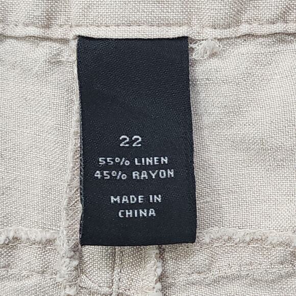 Lane Bryant Pants Womens 22 Tan Khaki Linen Blend High Rise Capri Office Preppy - Picture 5 of 11